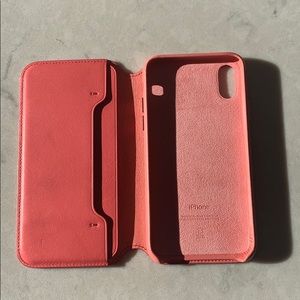 Apple iPhone XS Leather Folio - Peony Pink